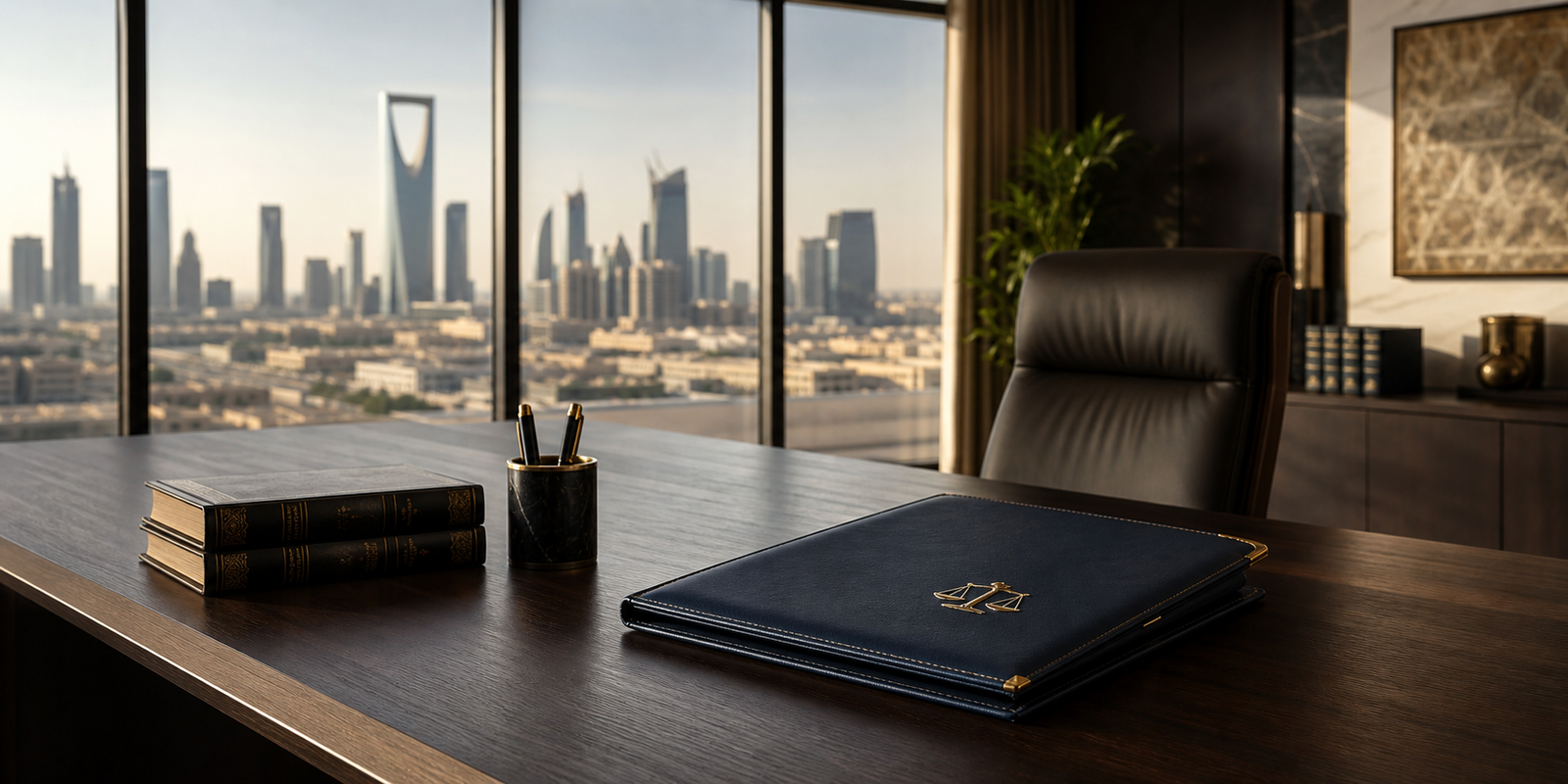 مكتب قانوني احترافي يطل على مدينة الرياض